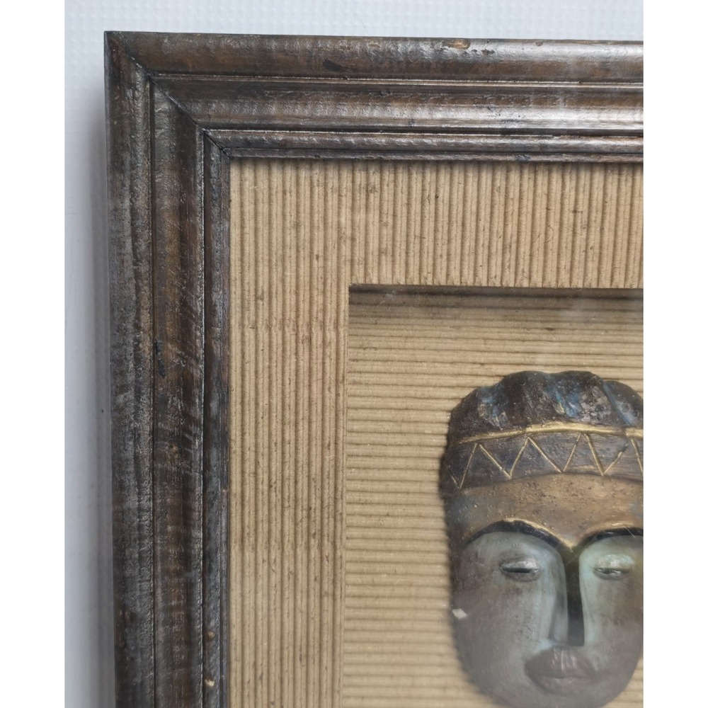 VTG Framed African-Style Tribal Mask Wall Art – Decorative Wall Hanging 11.5" - Picture 4 of 10